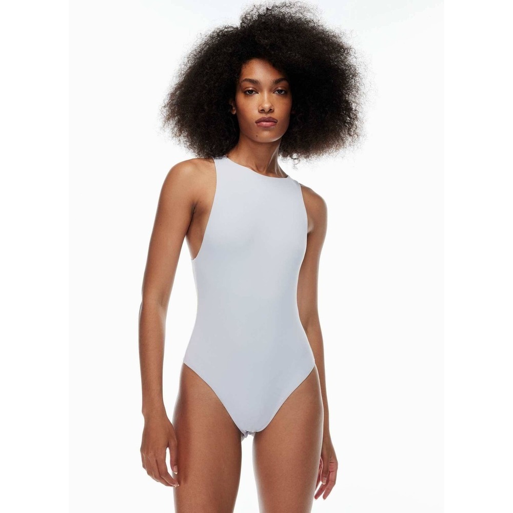 Aritzia Babaton Contour‎ Bodysuit Women 2XS Light Blue High Neck Sleeveless